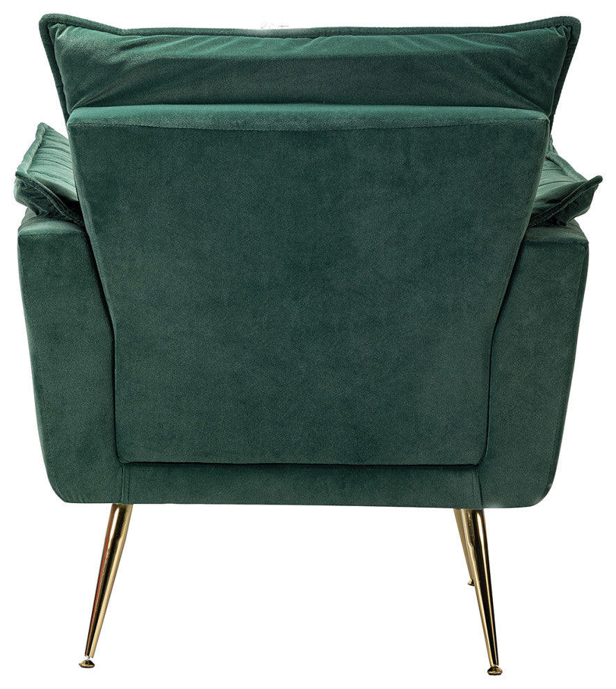 Contemporary Velvet Armchair Set of 2, Green