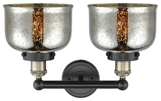 Edison Large Bell 2-Light 16" Vanity Light, Black Antique Brass, Mercury Shade