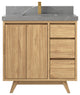 Madison Teak 36 Center Sink Bath Vanity in Light Natural 2" Piatra Gray