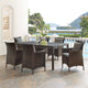 Side Dining Chair and Table Set, Rattan, Wicker, Brown Gray, Outdoor