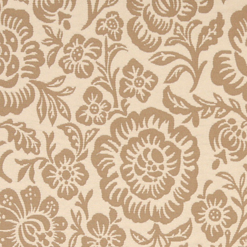 Beige And Tan Floral Reversible Matelasse Upholstery Fabric By The Yard