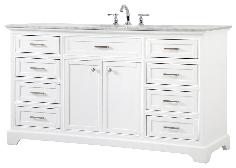 Amber Single Bathroom Vanity, Blue, White, 60"
