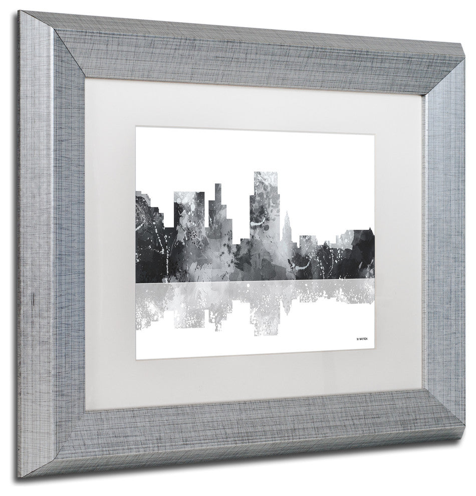 Watson 'Boise Idaho Skyline BG-1' Art, Silver Frame, 11"x14", White Matte