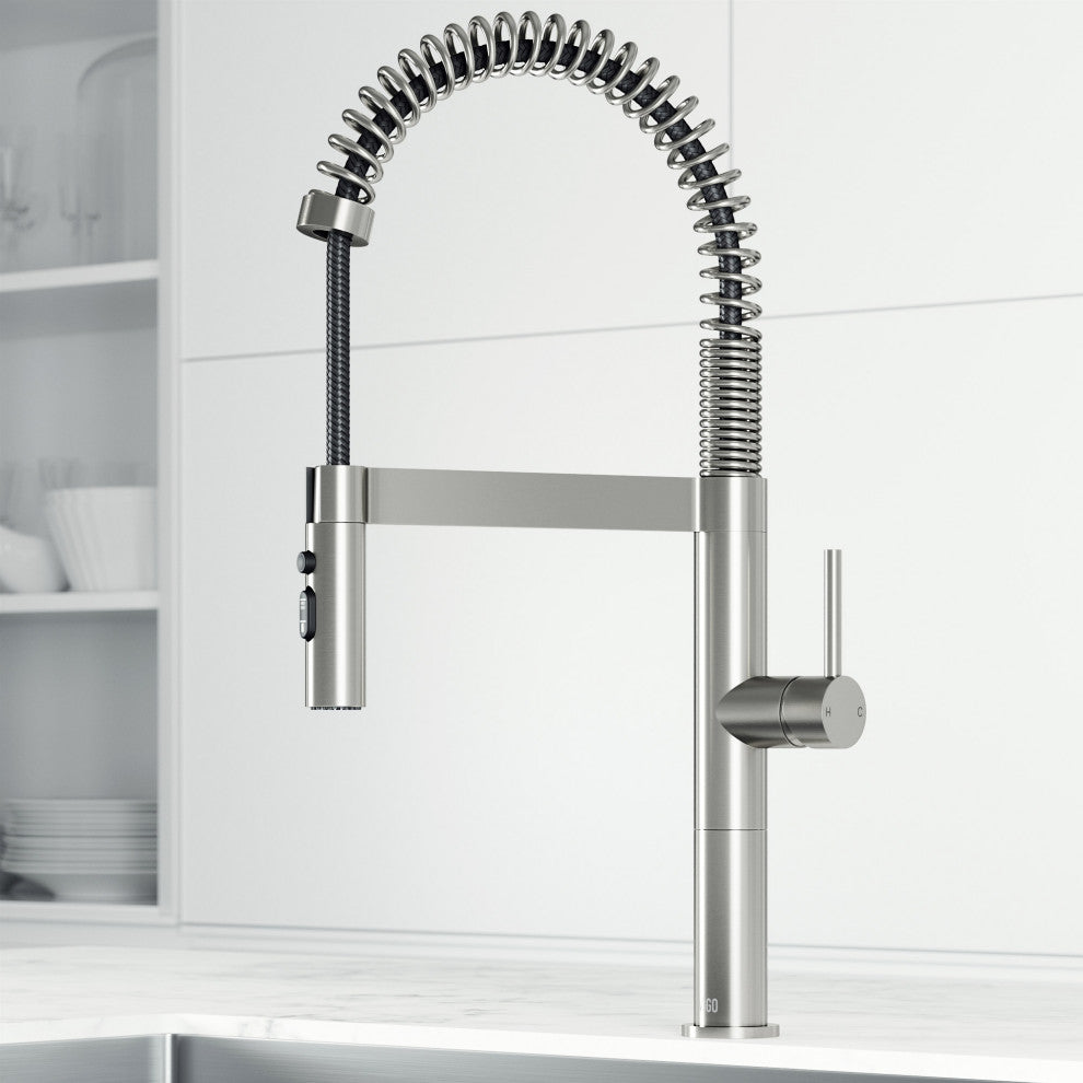 VIGO Edison Pro 20" H Single Handle Pull-Down Sprayer Kitchen Faucet, Stainless Steel