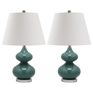 Safavieh Eva Double Gourd Glass Lamps, Set of 2, Marine Blue