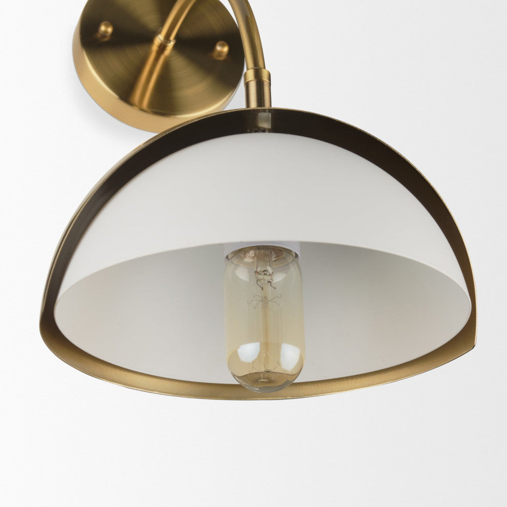 Cybill Brushed Brass With White Metal Shade 1-Light Wall Sconce