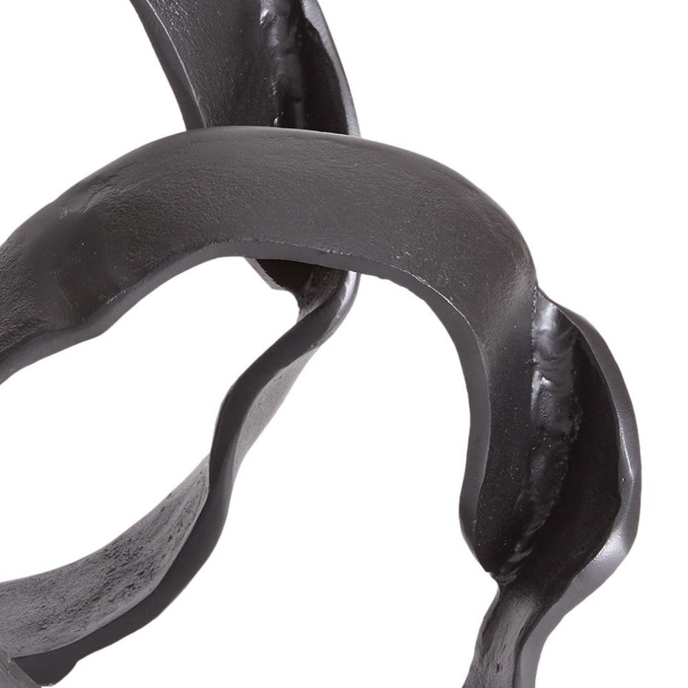 Set of 2 Modern Abstract Round Ring Circle Sculpture Black Metal Organic Shape