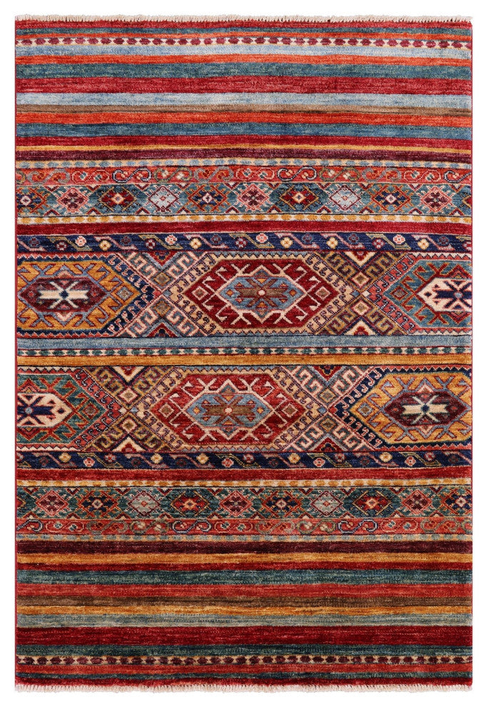 3' 4" X 4' 10" Hand-Knotted Khorjin Super Kazak Rug Q5673