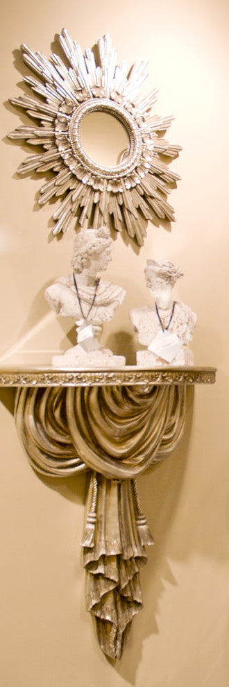 Antique-Style Silver Mirrored Wall Shelf