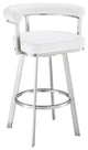 Armen Living Magnolia 26" Stainless Steel & Faux Leather Counter Stool in White
