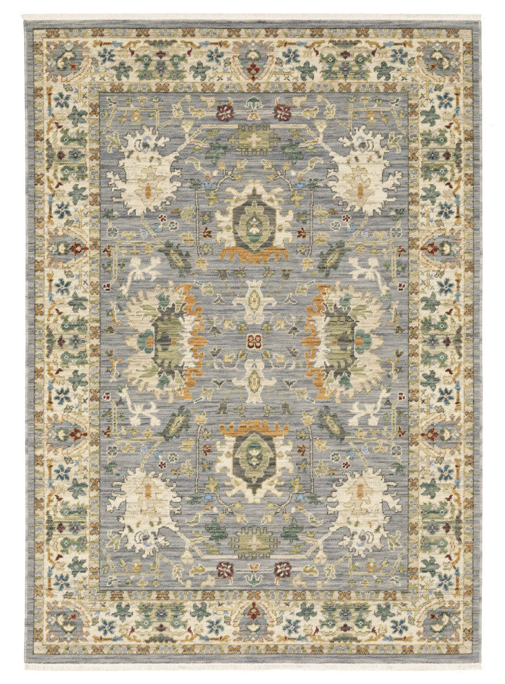 Leoness Oriental Indoor Area Rug, Grey, 5'3" X 7'6"