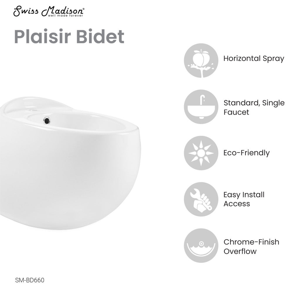 Swiss Madison SM-BD660 Plaisir Wall Mounted Bidet - White
