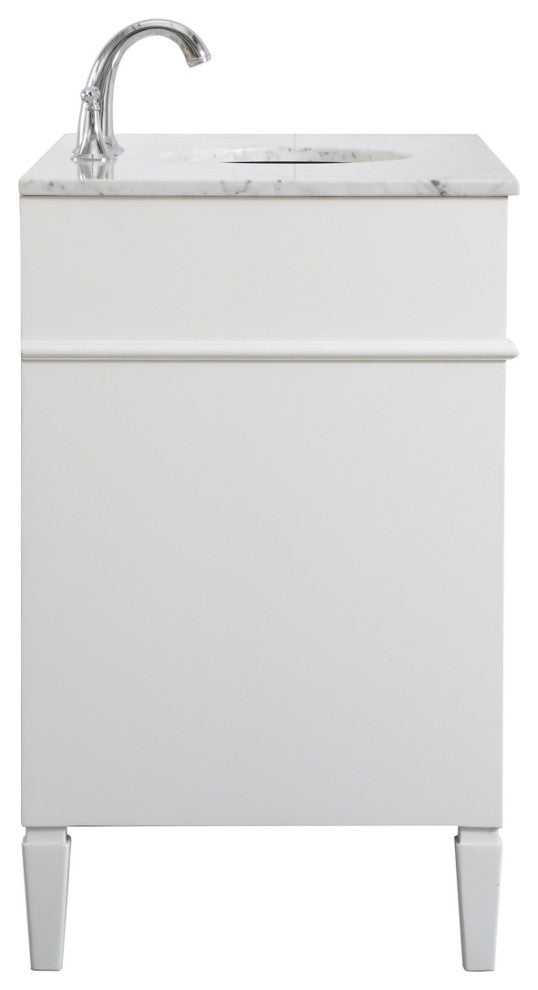Home Living Vanity with Carrara White Marble Countertop, White, 42", Single Sink