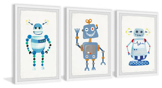 Happy Robot Triptych, 48"x24"
