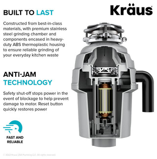 WasteMate Continuous Feed Garbage Disposal, 3/4 HP Motor for Kitchen Sink