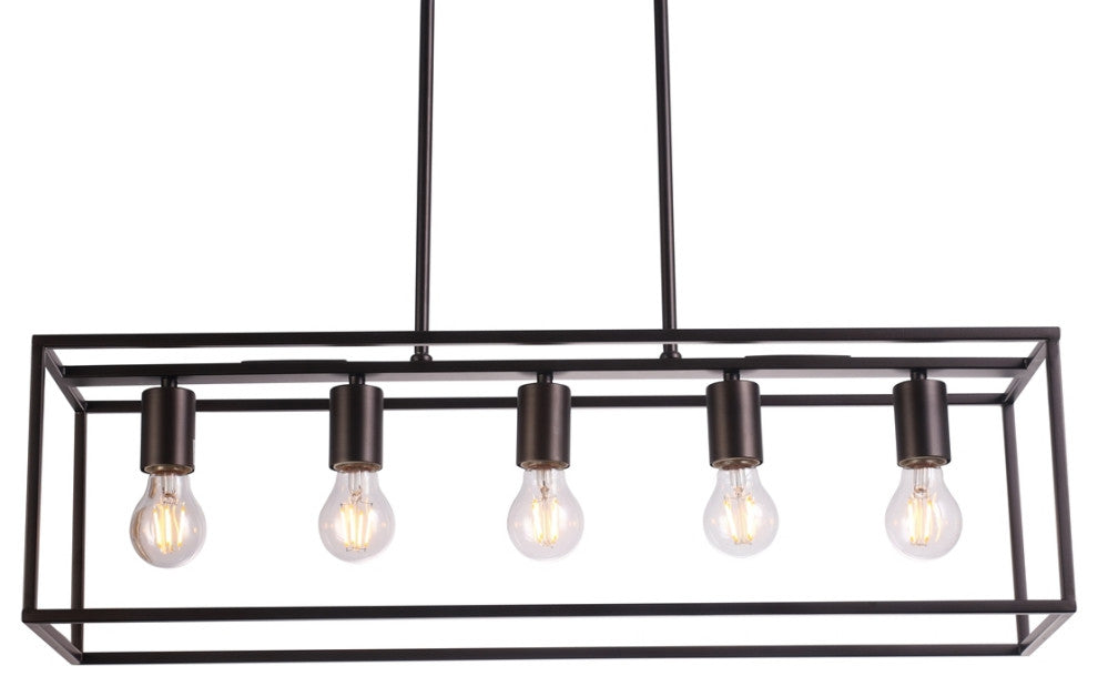 CHLOE Lighting CH6D801RB33-DP5 IRONCLAD Industrial 5 Light Oil Rubbed Pendant