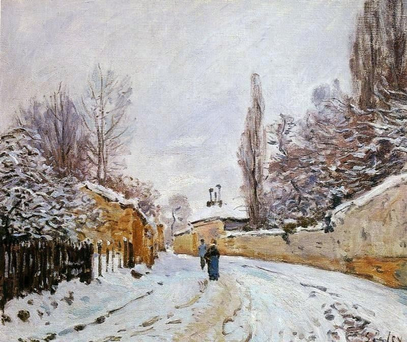 Alfred Sisley Road under Snow Louveciennes, Gallery Wrapped Canvas, 20"x25"