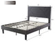 Queen Size Metal Bed Frame with Geometric Upholstered Headboard
