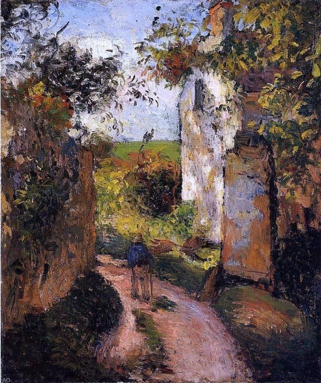 Camille Pissarro A Peasant in the Lane at l'Hermitage Pontoise Wrapped Canvas
