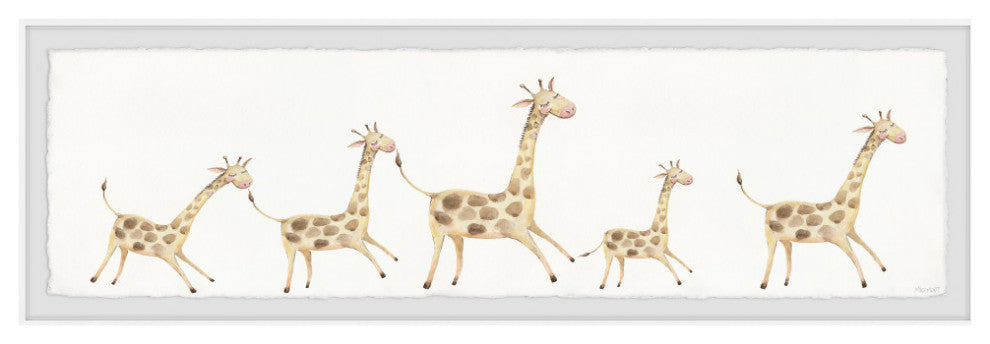 "Giraffe Runs Around" Framed Painting Print, 30x10