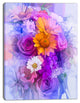 Rose Daisy and Gerbera Flowers, Large Floral Canvas Artwork, 12"x20"