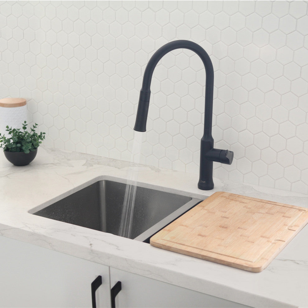 STYLISH Single Handle Pull Down Matte Black Kitchen Faucet