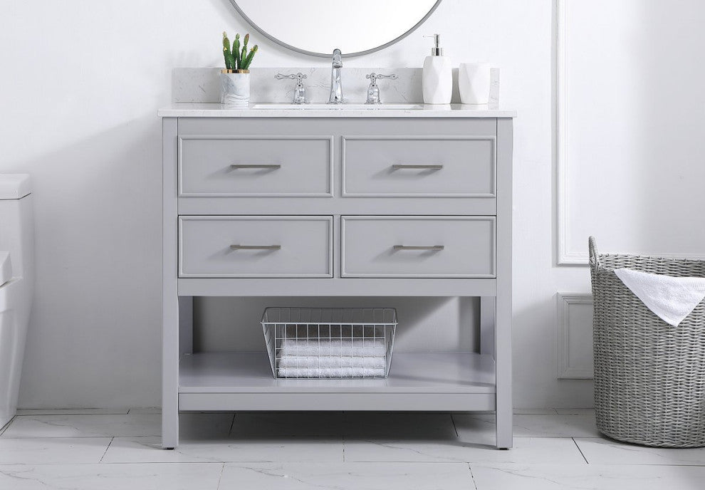 Skylar 36" Single Bathroom Vanity, Gray, With Backsplash