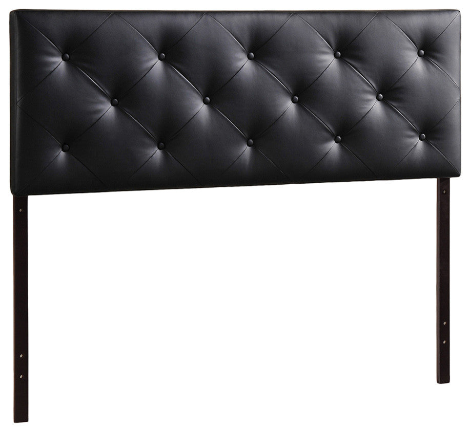 Baltimore Modern King Black Faux Leather Upholstered Headboard