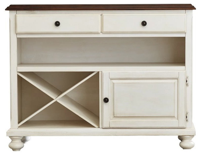 Sunset Trading Andrews Server, Antique White With Chestnut Brown Top