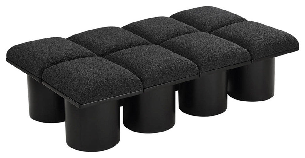 Pavilion Boucle Fabric Upholstered 8-Piece Modular Bench, Black, Black Finish