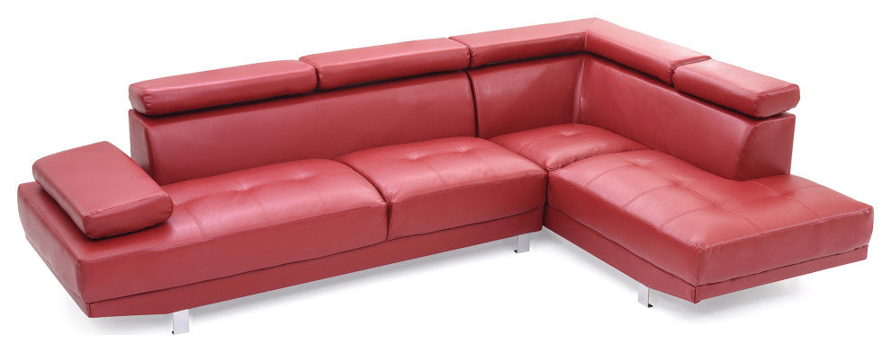 Riveredge 109" W 2 Piece Faux Leather L Shape Sectional Sofa, Red