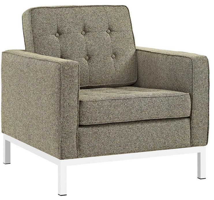 Modern Oatmeal Loft Upholstered Fabric Armchair