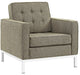 Modern Oatmeal Loft Upholstered Fabric Armchair