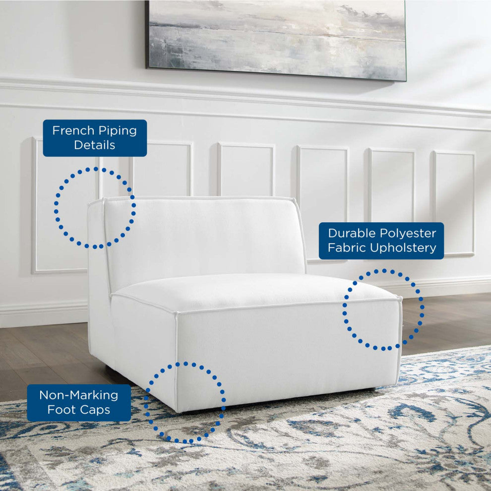 Sofa Middle Chair, Fabric, White, Modern, Living Lounge Hotel Lobby Hospitality