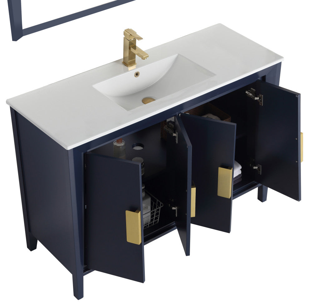 48" Larvotto Navy Blue Modern Bath Vanity, No Matching Mirror