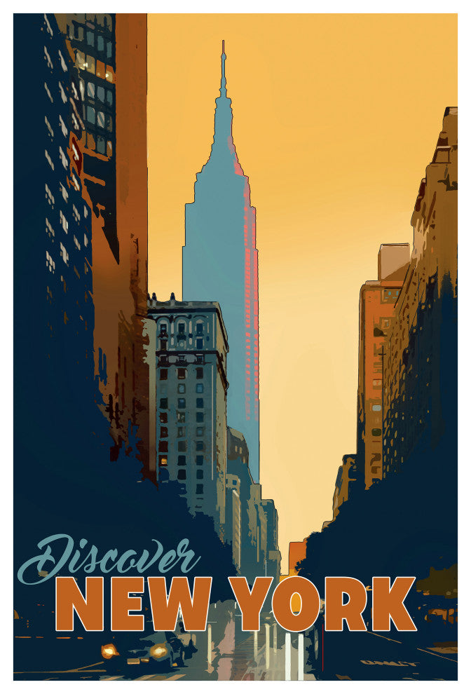 "New York Minute" Frameless Free Floating Tempered Glass Panel Graphic Wall Art