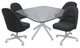M-235 Dinette Swivel Metal Caster Chairs - Clear Glass, Grey Vinyl - White, Clea