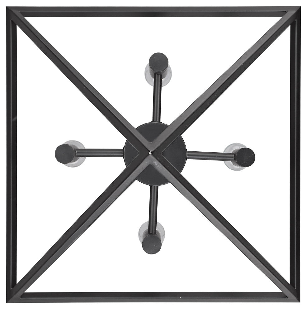 Vivio Lighting 4-Bulb 20"? Geometric Pendant Light Matte Black