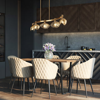 LNC Evangeline 5-Light 44.5" Modern Linear Glass Kitchen Island Light, Brass