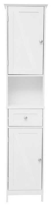 Dune Freestanding Bathroom Linen Tower Storage Cabinet, White