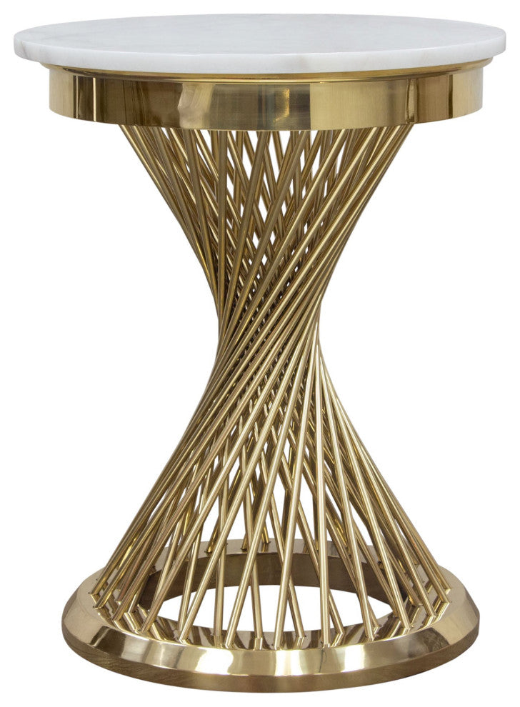 Solstice 18" Round End Table With Spiral Spoked Base, Gold