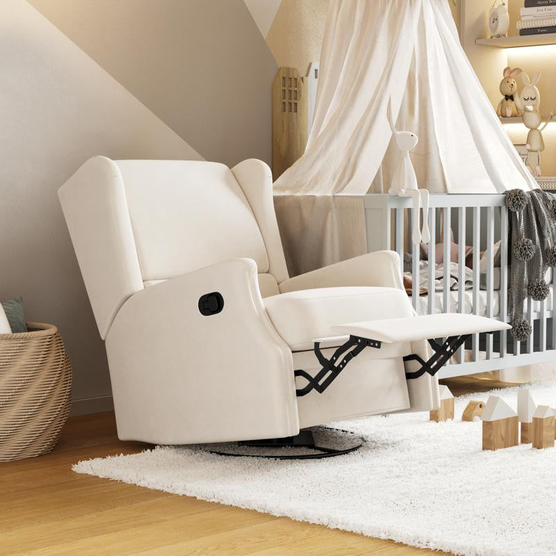 Omma Swivel Wingback Recliner Glider Rocker Recliner, Cream