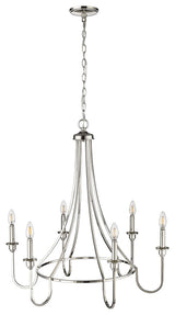 6 Light 30 in. Polished Nickel Chandelier