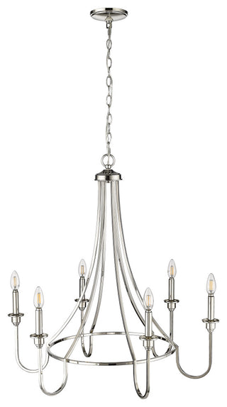6 Light 30 in. Polished Nickel Chandelier