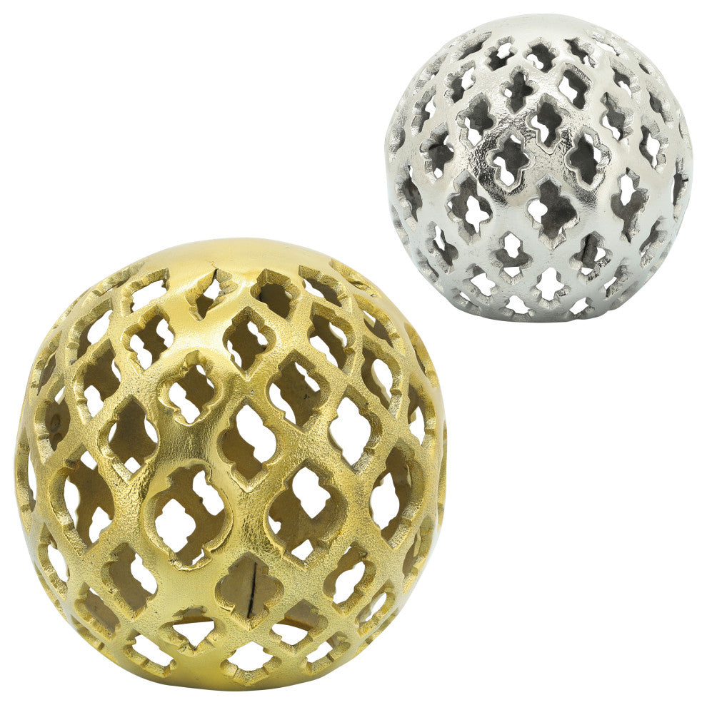 Metal, 8" Cut-Out Orb, Gold