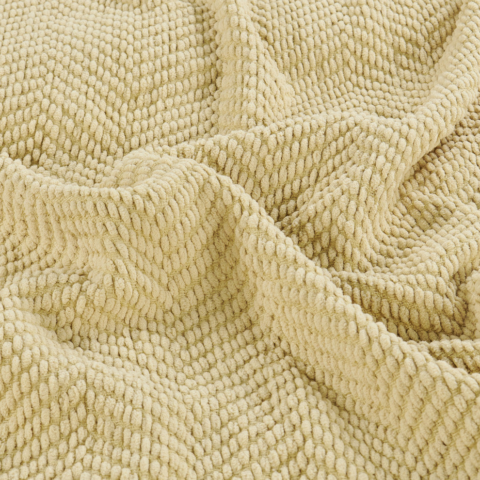 Tweed Knitted Throw Blanket, Light Camel Beige, 50"x60"