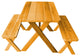 Cedar Cross-Leg Table with 2 Benches, Natural Stain, 5 Foot