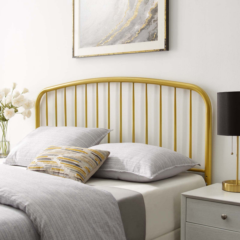 Headboard, Queen Size, Metal, Gold, Modern Farmhouse, Bedroom Master Suite