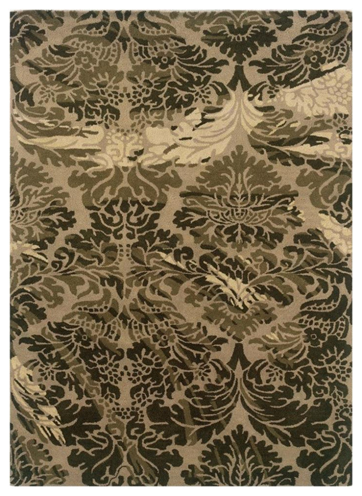 Linon Florence Danika Hand Tufted New Wool 5'x7' Rug in Taupe Beige