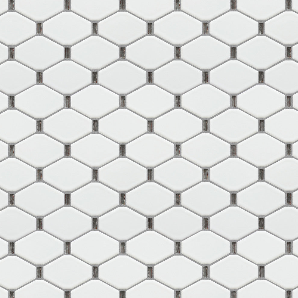 Badajoz 11.5x10.94, Honeycomb Glass Mosaic Tile, White/Brown, Sample